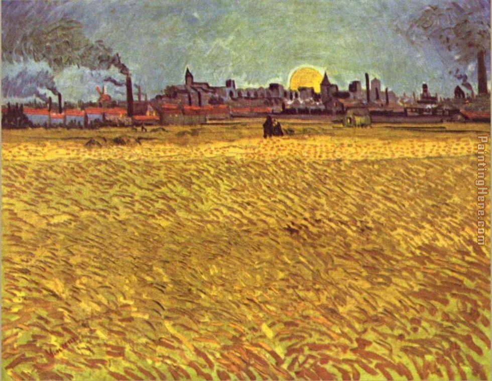 WheatField at Sunset painting - Vincent van Gogh WheatField at Sunset art painting